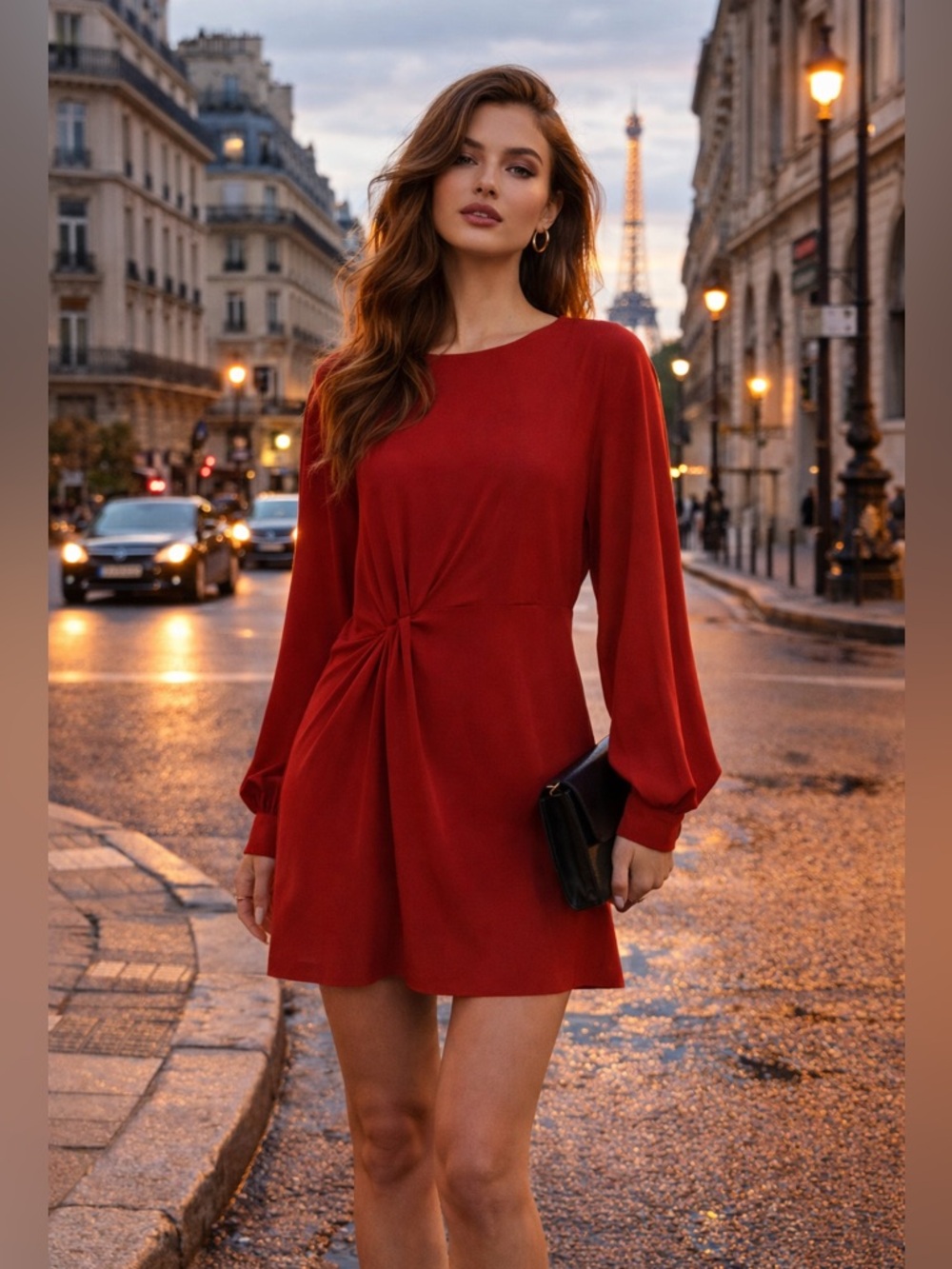 IRO Broken Open-Back Long Sleeve Mini Dress Size 4 NWT Holiday Party Dress